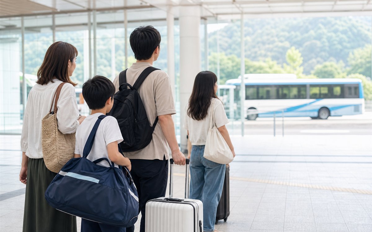 大会や応援で和歌山を訪れる保護者家族のバス移動イメージ